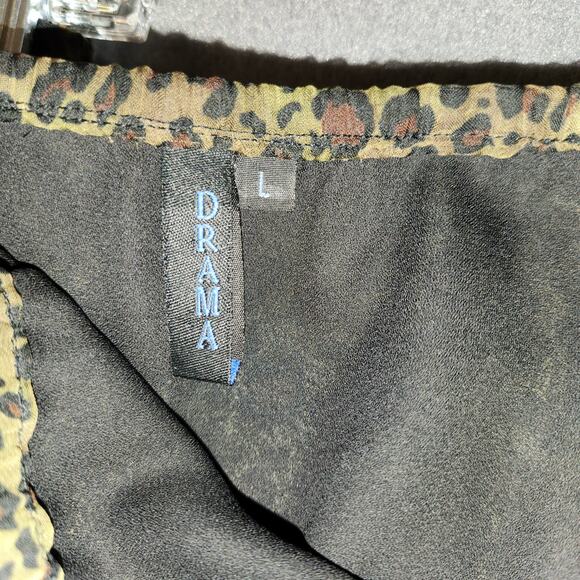 DRAMA Maxi Skirt Women L Black Green Animal Print Leopard Sheer Lightweight Boho - Picture 4 of 8